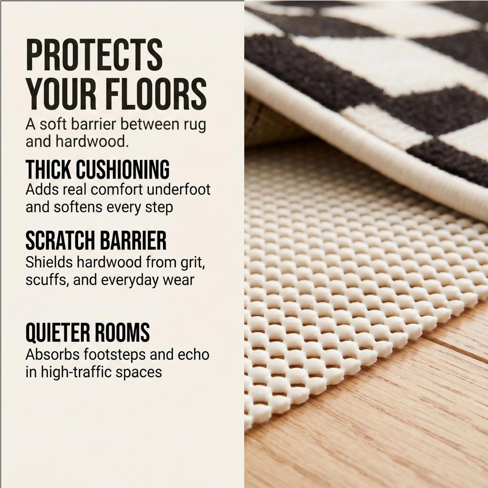 2' x 4' Ivory Striped Weave Non Slip Rug Pad