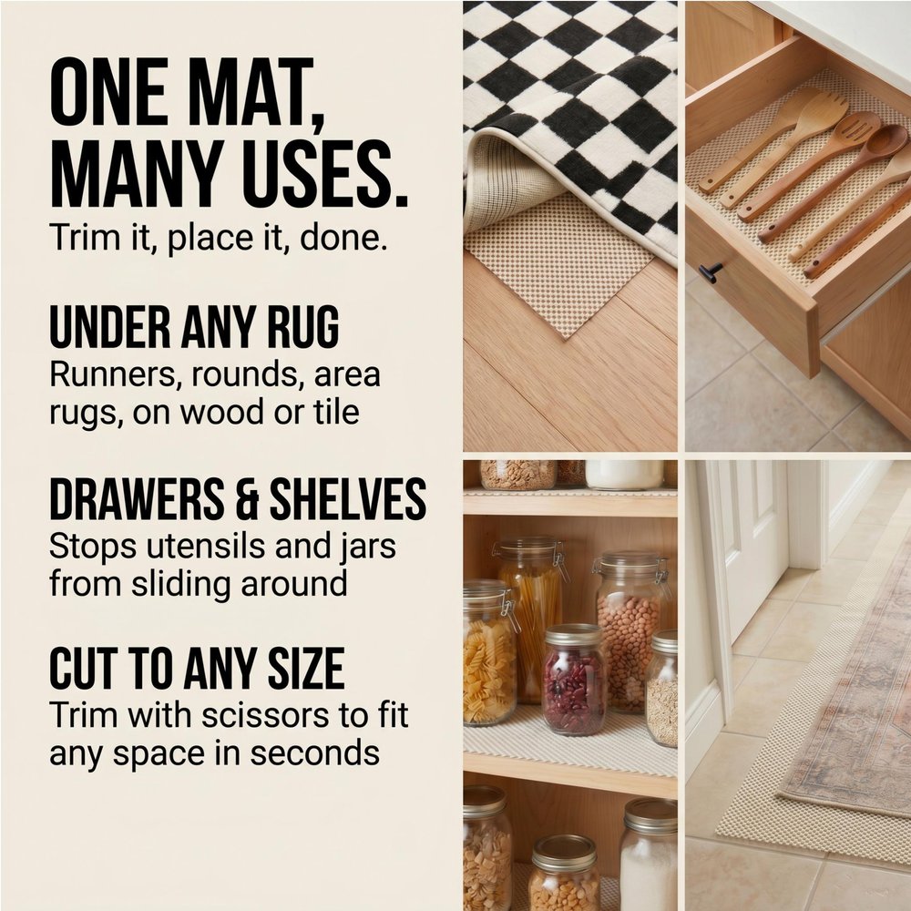 2' x 4' Ivory Striped Weave Non Slip Rug Pad