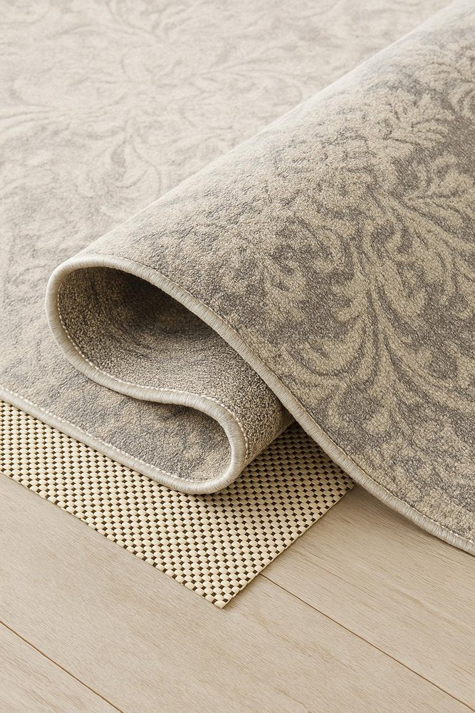 6' x 9' Ivory Striped Weave Non Slip Rug Pad