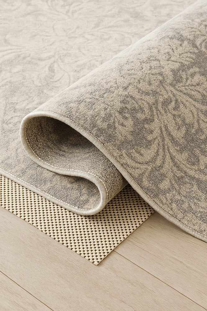 2' x 4' Ivory Striped Weave Non Slip Rug Pad