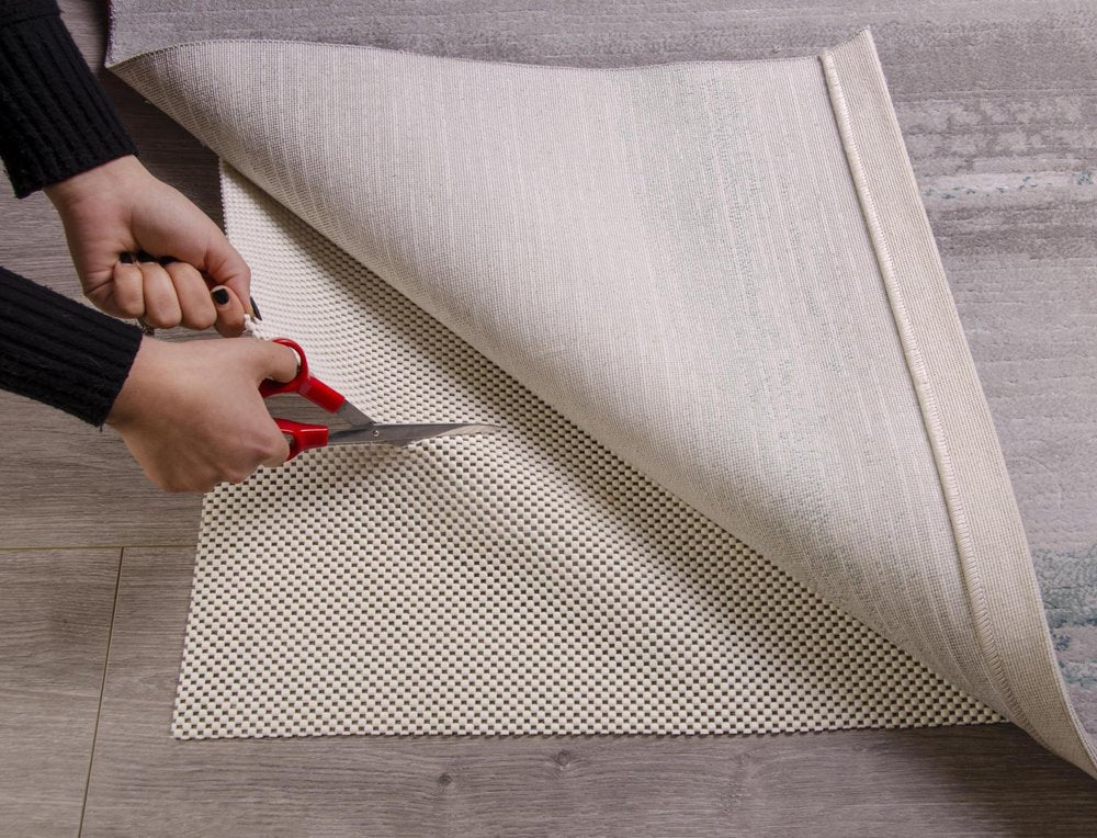 6' x 9' Ivory Striped Weave Non Slip Rug Pad