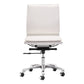 White and Silver Adjustable Swivel Faux Leather Rolling Executive Office Chair