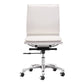 White and Silver Adjustable Swivel Faux Leather Rolling Executive Office Chair