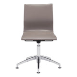 Taupe and Silver Swivel Faux Leather Conference Office Chair