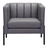 28" Light Gray And Black Faux Leather And Faux Leather Club Chair