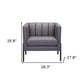 28" Light Gray And Black Faux Leather And Faux Leather Club Chair