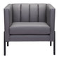 28" Light Gray And Black Faux Leather And Faux Leather Club Chair