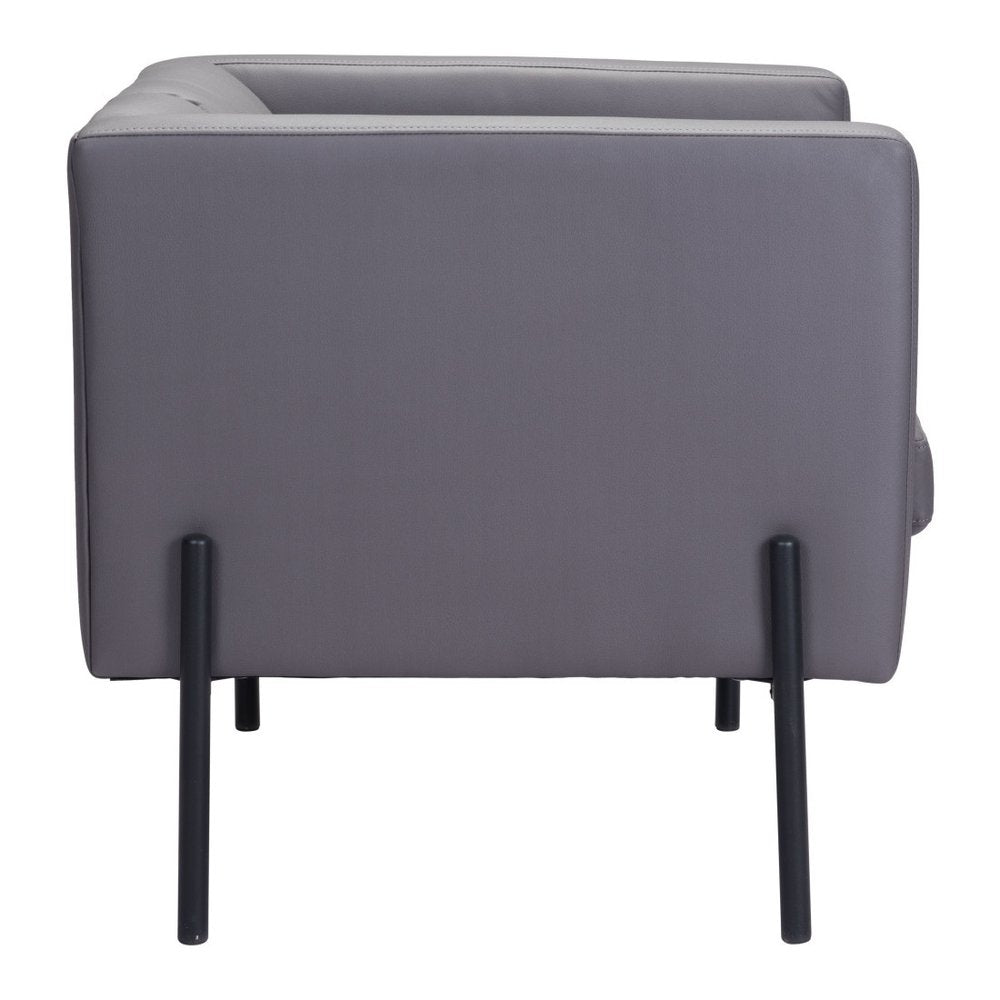 28" Light Gray And Black Faux Leather And Faux Leather Club Chair