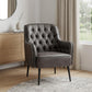 29" Black Faux Leather And Upholstered Tufted Chesterfield Chair