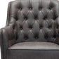 29" Black Faux Leather And Upholstered Tufted Chesterfield Chair