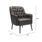 29" Black Faux Leather And Upholstered Tufted Chesterfield Chair