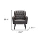 29" Black Faux Leather And Upholstered Tufted Chesterfield Chair
