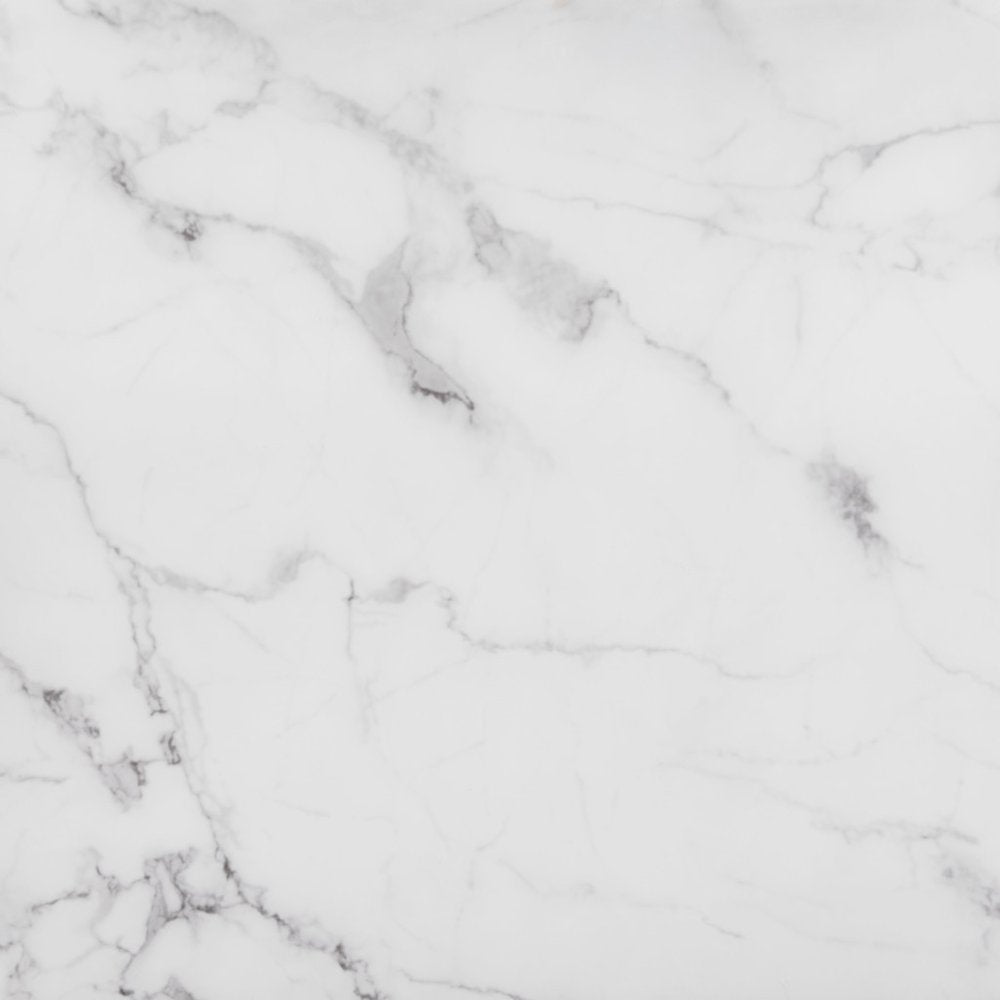 Set of Two White and Black Faux Marble And Glass And Steel Round Bunching Coffee Tables