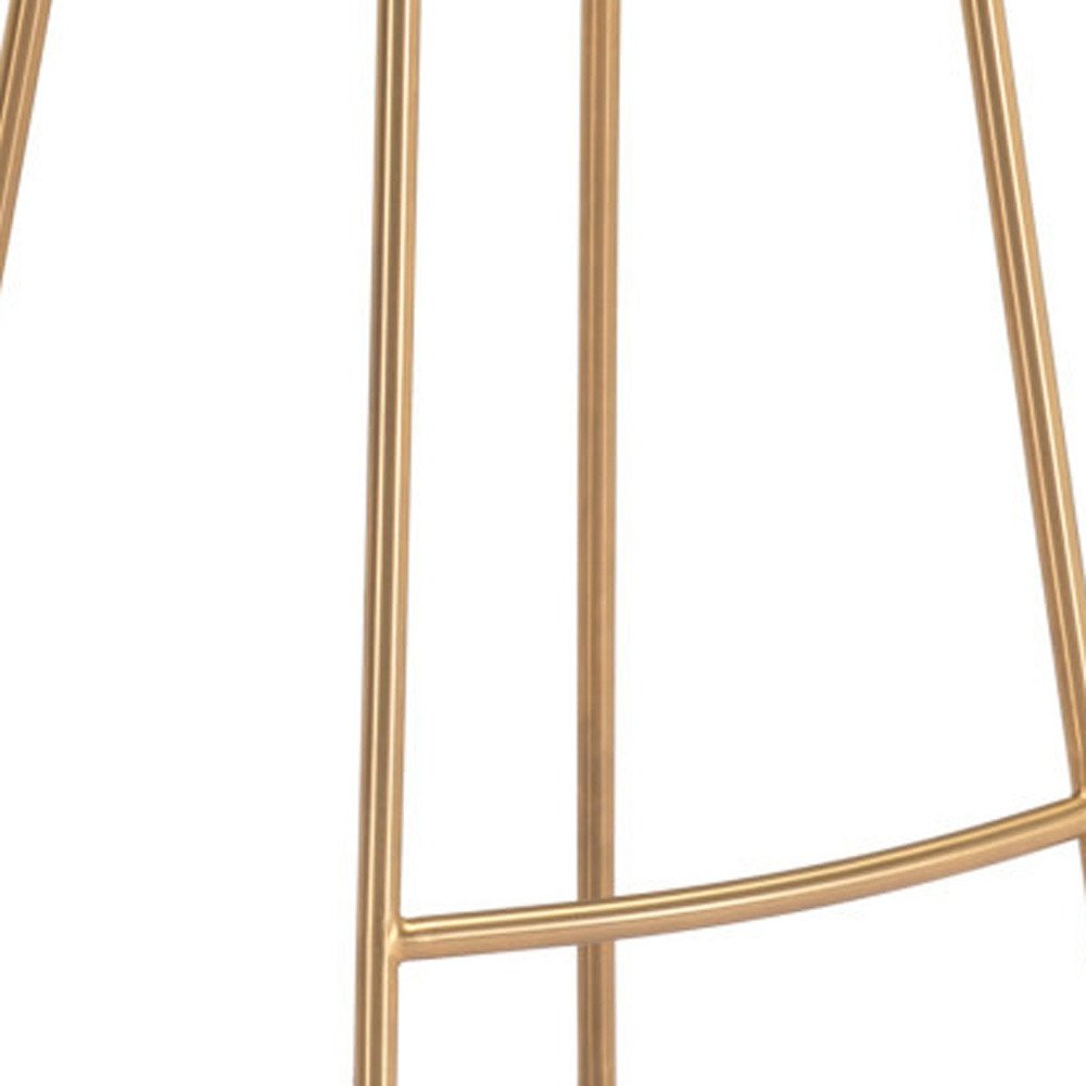 Set of Two 31" Burgundy And Gold Steel Backless Bar Height Bar Chairs