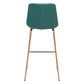 31" Green And Copper Steel Low Back Bar Height Bar Chair