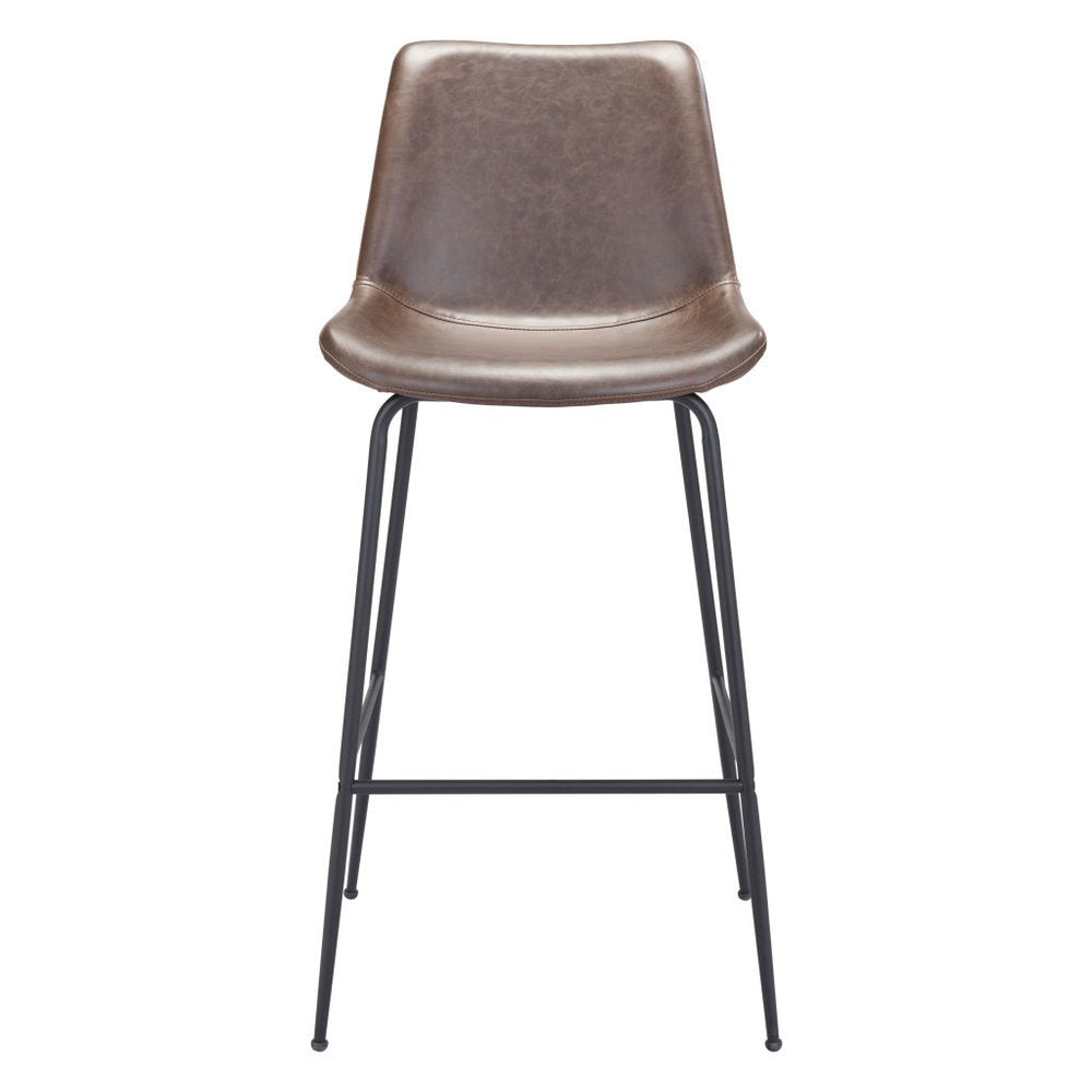 31" Brown and Black Steel Low Back Bar Height Bar Chair