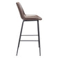 31" Brown and Black Steel Low Back Bar Height Bar Chair