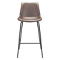 31" Brown and Black Steel Low Back Bar Height Bar Chair