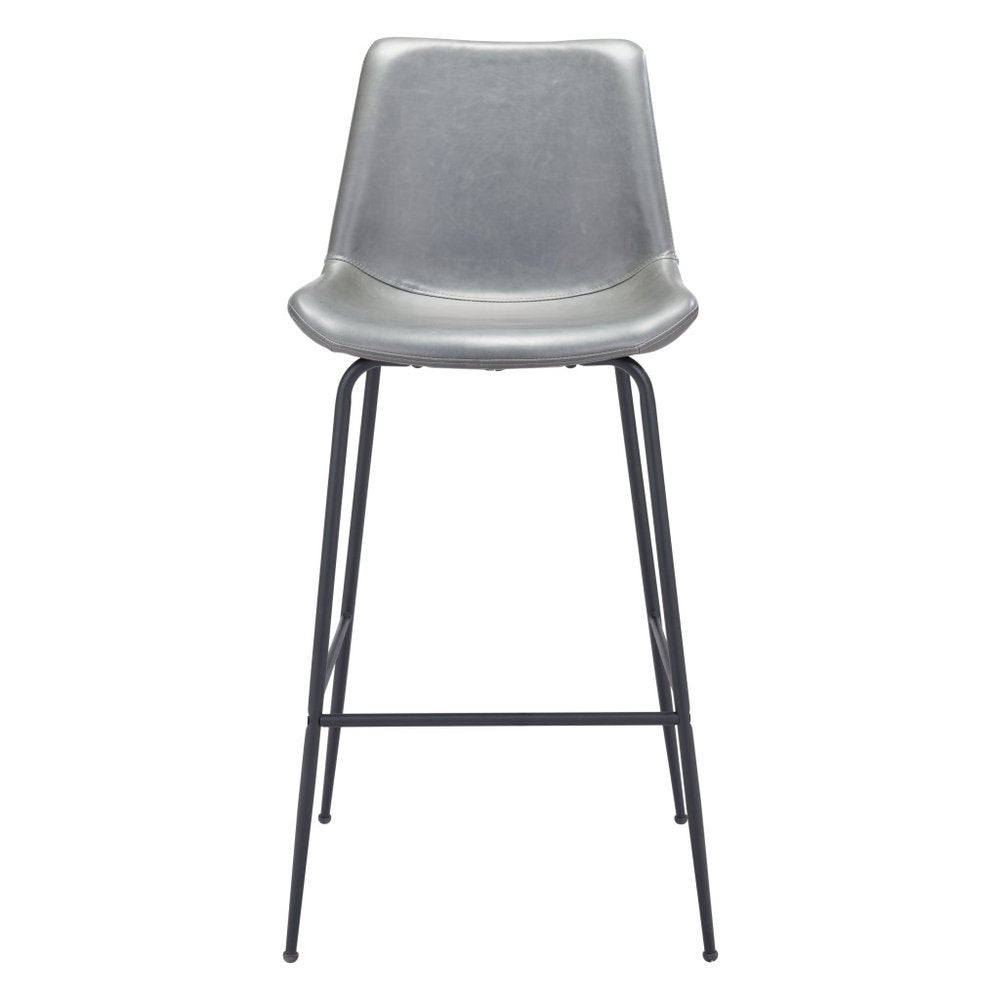 31 " Gray And Black Steel Low Back Bar Height Bar Chair