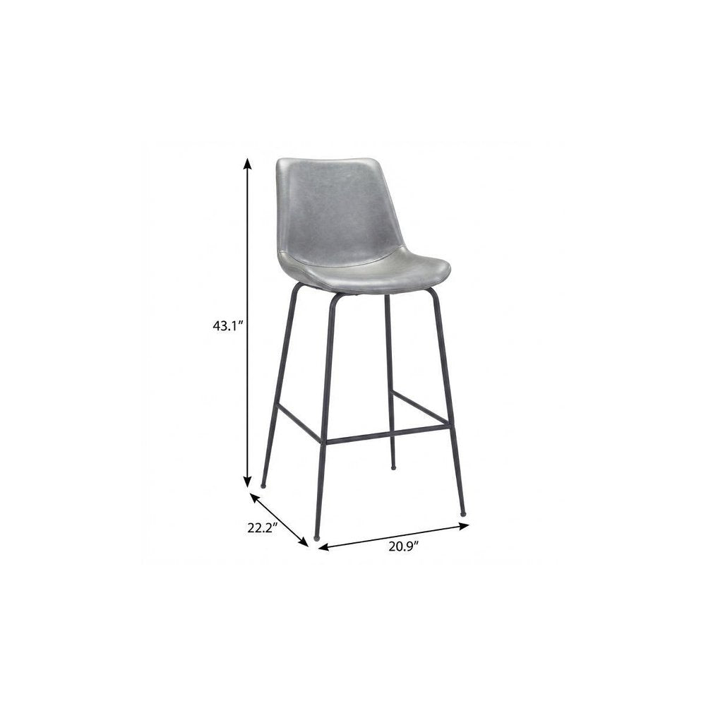 31 " Gray And Black Steel Low Back Bar Height Bar Chair