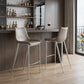 Set of Two 30" Gray And Silver Steel Low Back Bar Height Bar Chairs