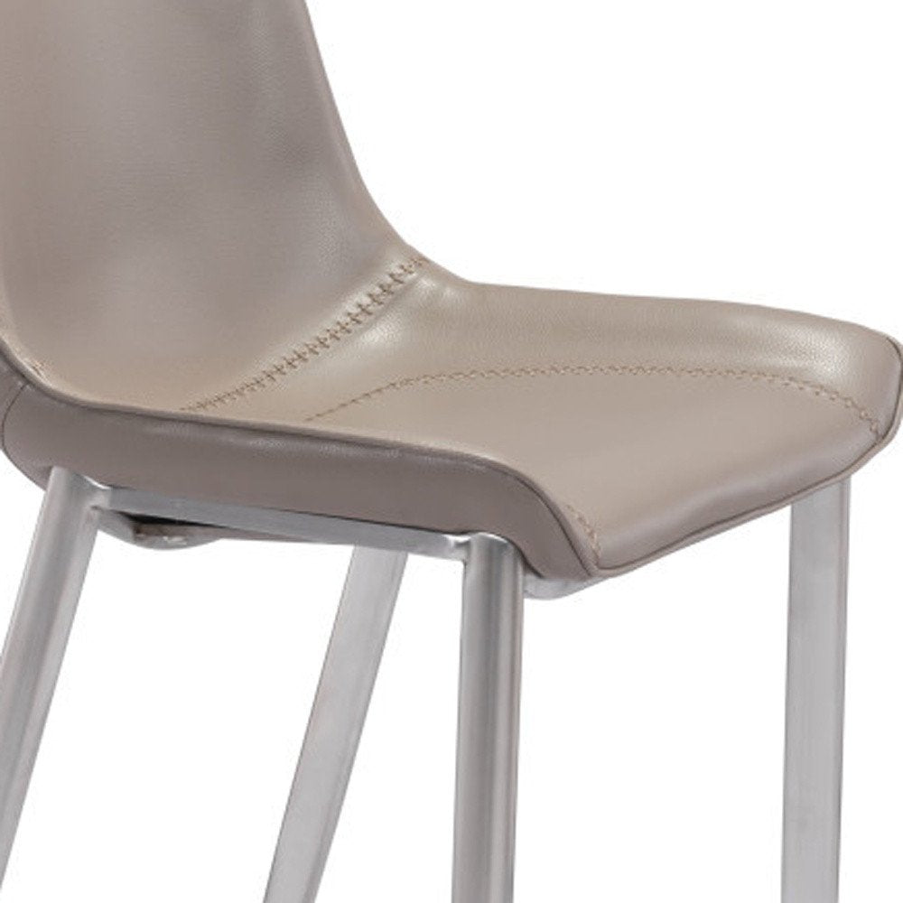 Set of Two 30" Gray And Silver Steel Low Back Bar Height Bar Chairs