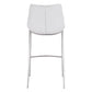 Set of Two 30" White And Silver Steel Low Back Bar Height Bar Chairs
