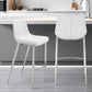 Set of Two 30" White And Silver Steel Low Back Bar Height Bar Chairs