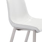 Set of Two 30" White And Silver Steel Low Back Bar Height Bar Chairs