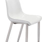 Set of Two 30" White And Silver Steel Low Back Bar Height Bar Chairs