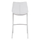 Set of Two 30" White And Silver Steel Low Back Bar Height Bar Chairs