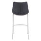 Set of Two 30" Black And Silver Steel Low Back Bar Height Bar Chairs