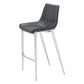Set of Two 30" Black And Silver Steel Low Back Bar Height Bar Chairs