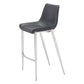 Set of Two 30" Black And Silver Steel Low Back Bar Height Bar Chairs