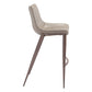 Set of Two 30" Gray And Brown Steel Low Back Bar Height Bar Chairs