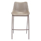 Set of Two 30" Gray And Brown Steel Low Back Bar Height Bar Chairs