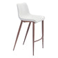 Set of Two 30" White And Brown Steel Low Back Bar Height Bar Chairs
