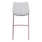Set of Two 30" White And Brown Steel Low Back Bar Height Bar Chairs