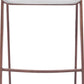 Set of Two 30" White And Brown Steel Low Back Bar Height Bar Chairs