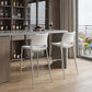 Set of Two 29" White And Silver Steel Low Back Bar Height Bar Chairs