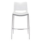 Set of Two 29" White And Silver Steel Low Back Bar Height Bar Chairs