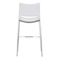 Set of Two 29" White And Silver Steel Low Back Bar Height Bar Chairs