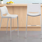 Set of Two 29" White And Silver Steel Low Back Bar Height Bar Chairs