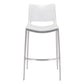 Set of Two 29" White And Silver Steel Low Back Bar Height Bar Chairs