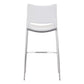 Set of Two 29" White And Silver Steel Low Back Bar Height Bar Chairs