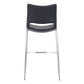 Set of Two 29" Black And Silver Steel Low Back Bar Height Bar Chairs