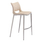 Set of Two 29" Light Pink And Silver Faux Leather And Steel Low Back Bar Height Bar Chairs