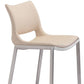 Set of Two 29" Light Pink And Silver Faux Leather And Steel Low Back Bar Height Bar Chairs