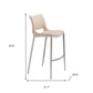 Set of Two 29" Light Pink And Silver Faux Leather And Steel Low Back Bar Height Bar Chairs