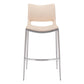 Set of Two 29" Light Pink And Silver Faux Leather And Steel Low Back Bar Height Bar Chairs